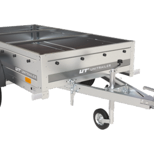 Praktischer PKW-Anhänger Garden Trailer 200 Kipp mit kippbarer Deichsel, blauer Plane